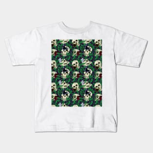 Skulls and Butterflies Spooky Pattern Kids T-Shirt